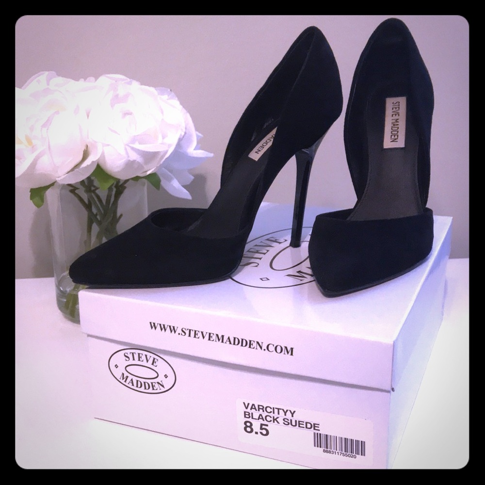 Steve Madden Varcityy Black Suede Heels
